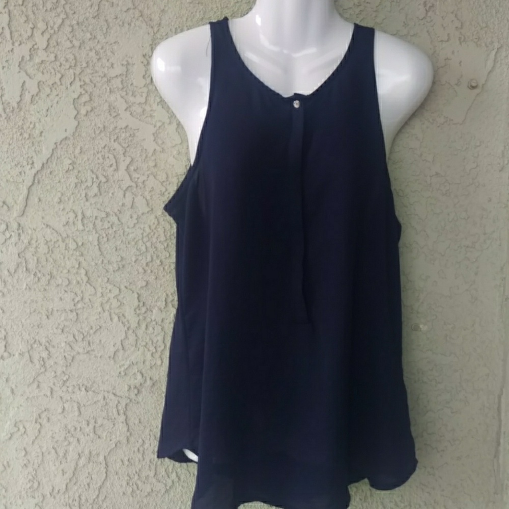 Banana Republic blue chiffon tank blouse excellent